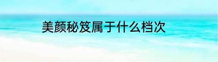 美颜秘笈属于什么档次