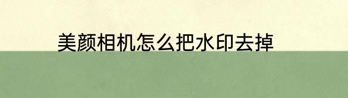 美颜相机怎么把水印去掉