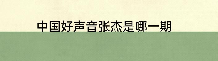 中国好声音张杰是哪一期