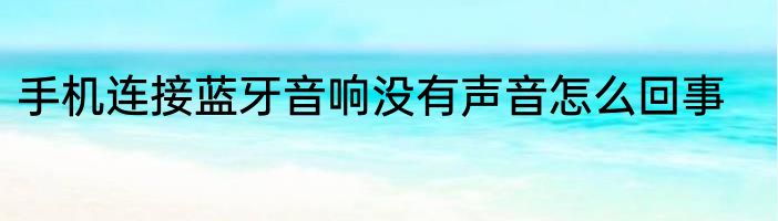 手机连接蓝牙音响没有声音怎么回事