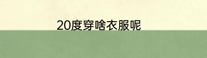 20度穿啥衣服呢