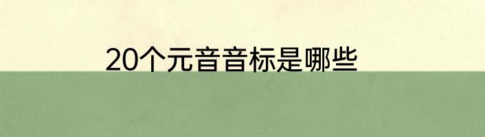 20个元音音标是哪些