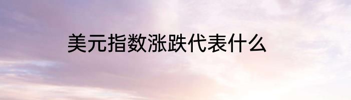 美元指数涨跌代表什么