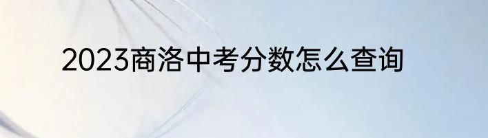 2023商洛中考分数怎么查询