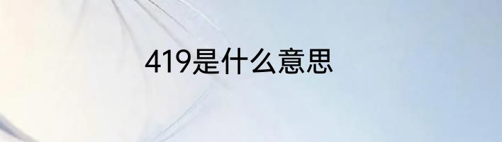419是什么意思