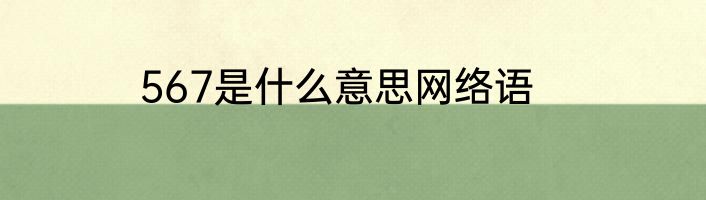 567是什么意思网络语