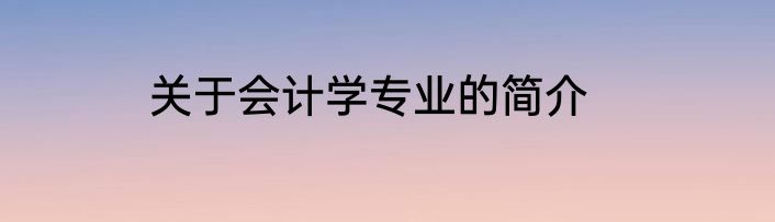关于会计学专业的简介