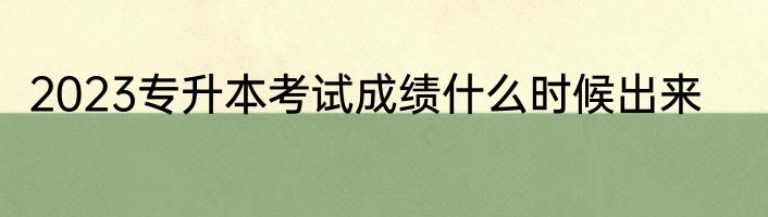 2023专升本考试成绩什么时候出来
