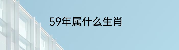 59年属什么生肖