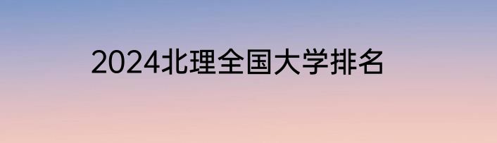 2024北理全国大学排名