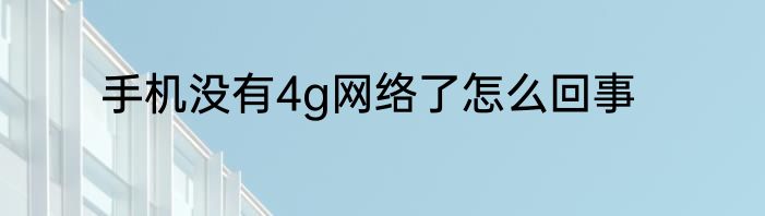 手机没有4g网络了怎么回事