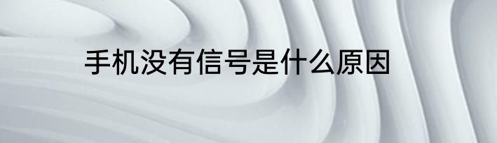 手机没有信号是什么原因