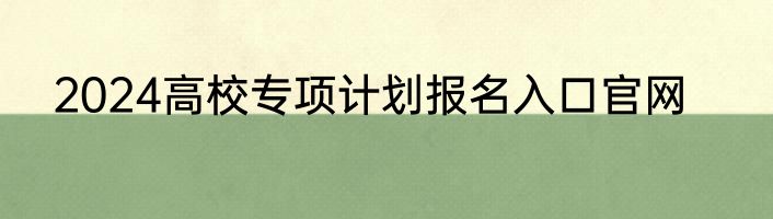 2024高校专项计划报名入口官网
