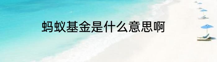 蚂蚁基金是什么意思啊