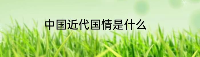 中国近代国情是什么