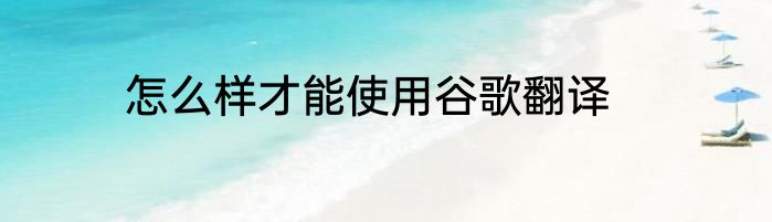 怎么样才能使用谷歌翻译