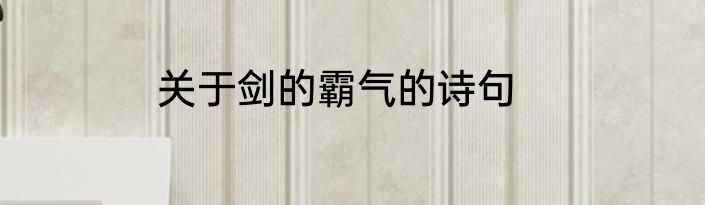 关于剑的霸气的诗句