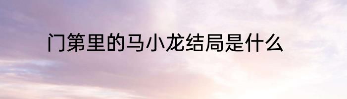 门第里的马小龙结局是什么
