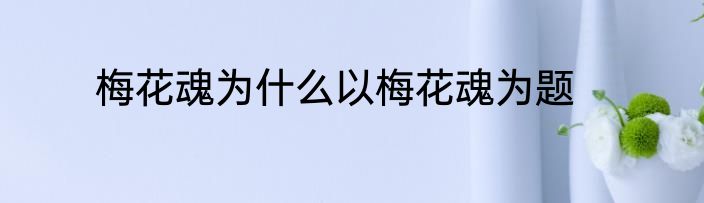 梅花魂为什么以梅花魂为题