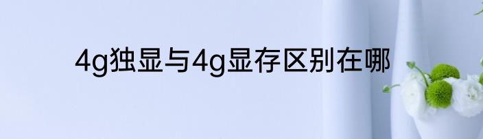 4g独显与4g显存区别在哪