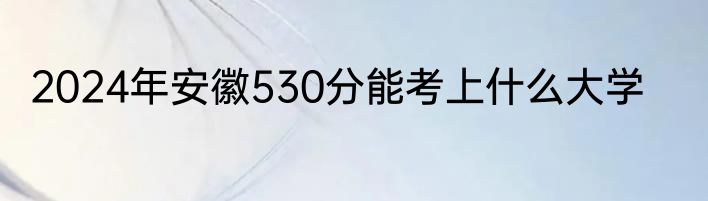 2024年安徽530分能考上什么大学
