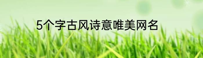 5个字古风诗意唯美网名