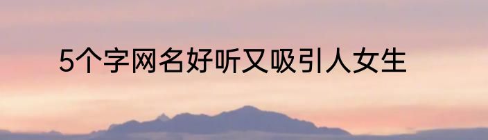 5个字网名好听又吸引人女生