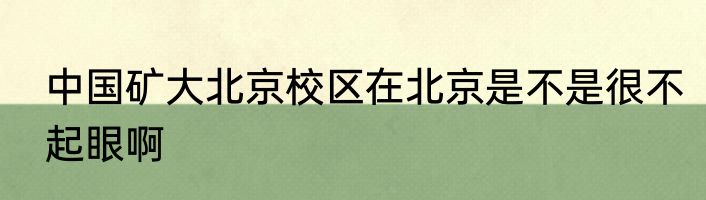中国矿大北京校区在北京是不是很不起眼啊