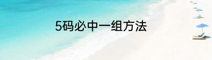 5码必中一组方法