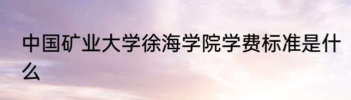 中国矿业大学徐海学院学费标准是什么