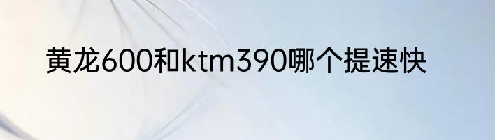 黄龙600和ktm390哪个提速快