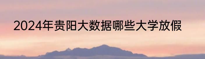 2024年贵阳大数据哪些大学放假