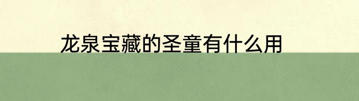 龙泉宝藏的圣童有什么用