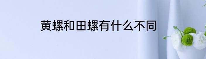 黄螺和田螺有什么不同