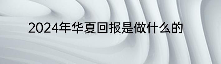 2024年华夏回报是做什么的