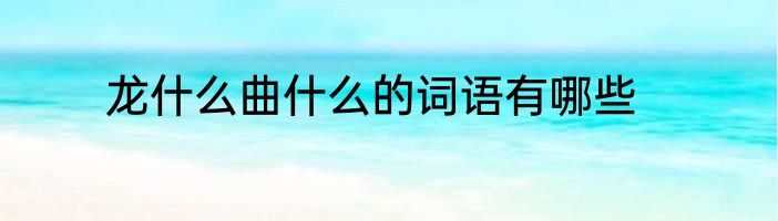 龙什么曲什么的词语有哪些