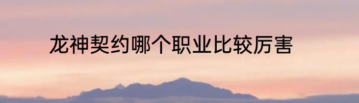 龙神契约哪个职业比较厉害
