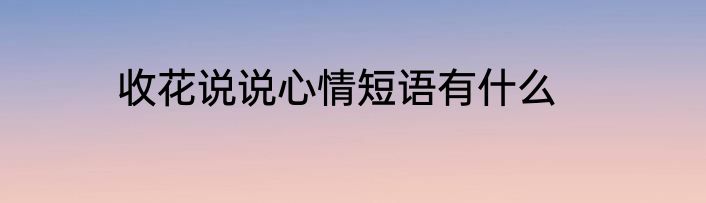 收花说说心情短语有什么