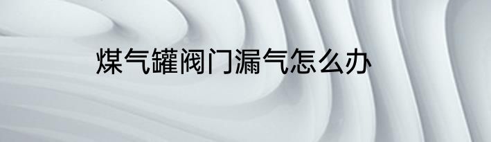 煤气罐阀门漏气怎么办