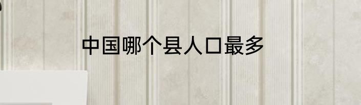 中国哪个县人口最多