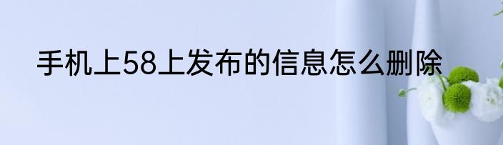 手机上58上发布的信息怎么删除