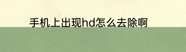 手机上出现hd怎么去除啊