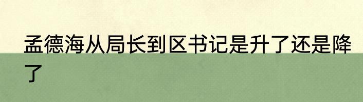 孟德海从局长到区书记是升了还是降了