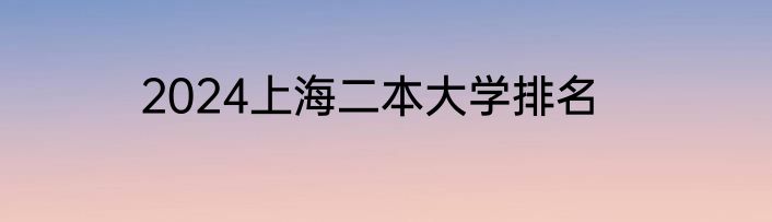 2024上海二本大学排名
