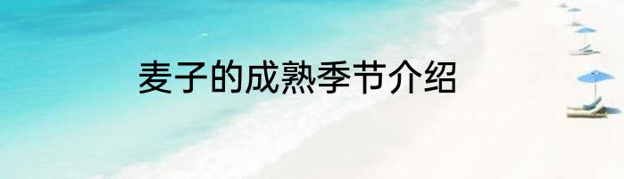 麦子的成熟季节介绍
