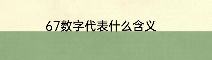 67数字代表什么含义