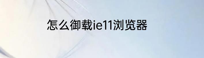 怎么御载ie11浏览器