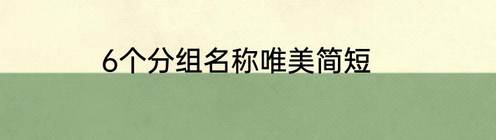 6个分组名称唯美简短