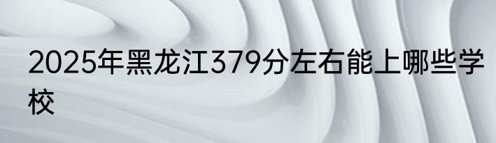 2025年黑龙江379分左右能上哪些学校