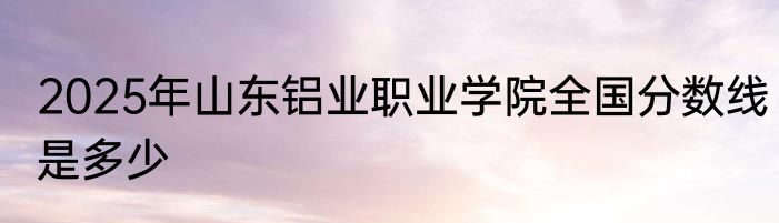 2025年山东铝业职业学院全国分数线是多少